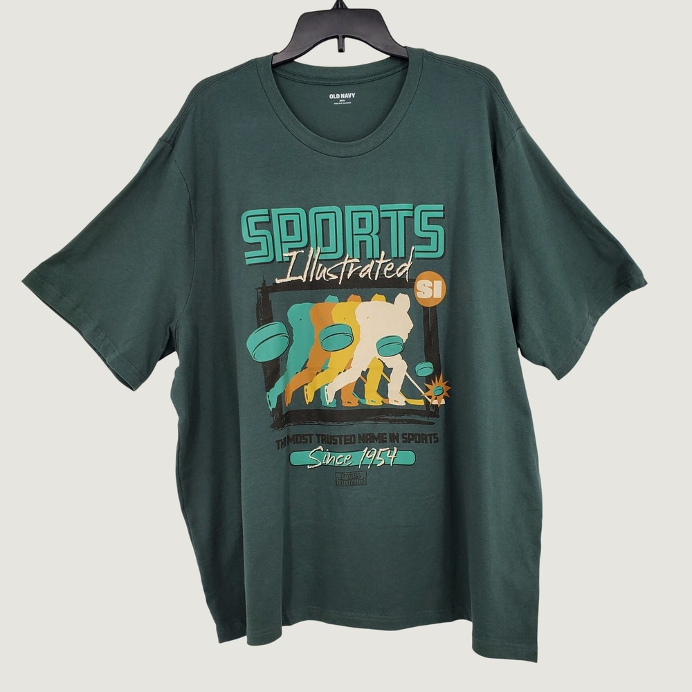 Old Navy Sports Illustrated Hockey Graphic Tee XXXL Lakeshore Green 100% Cotton